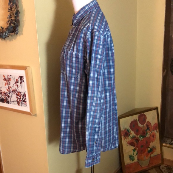 LL BEAN size Medium TALL Plaid 100% Cotton Silver metal logo Buttondown $78 NEW - Picture 8 of 16